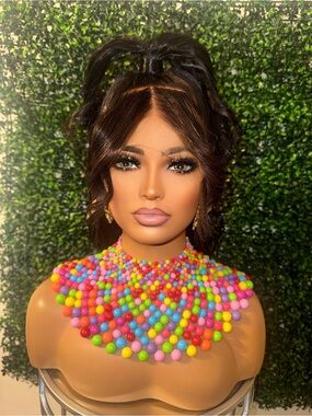 Colorful Beaded Statement Collar Necklace - Multicolor